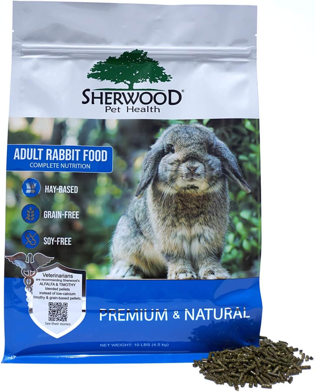 Sherwood Pet Health Adult Rabbit Food Alfalfa Timothy Hay-Based Blend 10 lbs, Grain and Soy-Free