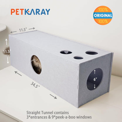 PETKARAY Cat Tunnel, Original Cat Hideaway Cave for Indoor Cats, Large Kitten Play Tubes and