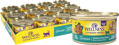 Wellness Complete Health Gravy Adult Wet Cat Food, Natural, Protein-Rich, Grain Free, 3 Ounce, 12