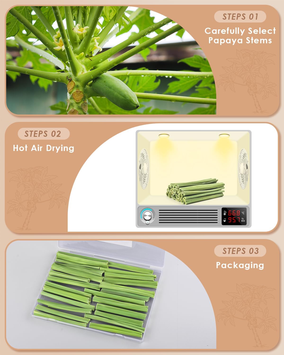 Bissap 25 PCS Guinea Pigs Chew Sticks, Natural Papaya Stems Bunny Chews Treats for Hamsters