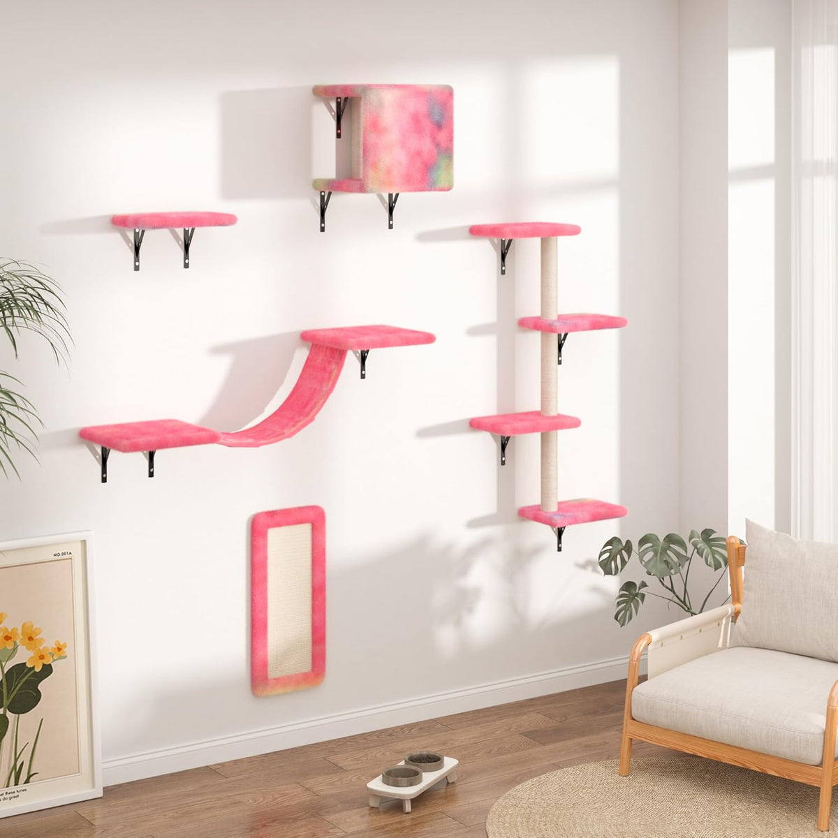 COZIWOW Wall Mounted Cat Furniture, Cat Wall Shelves and Perches, Floating Cat Shelves for Wall Set