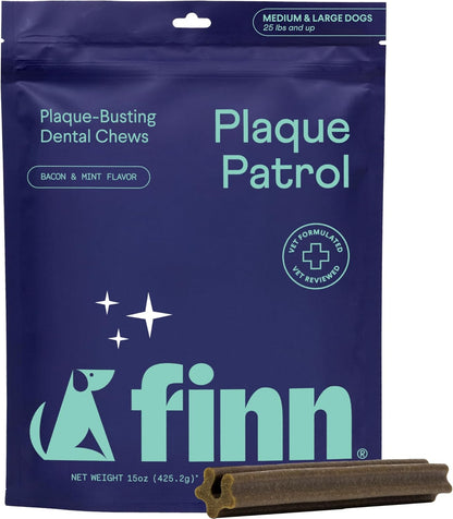 Finn Plaque Patrol Dental Chews | Triple-Action Defense Against Plaque, Tartar, and Bad Breath |