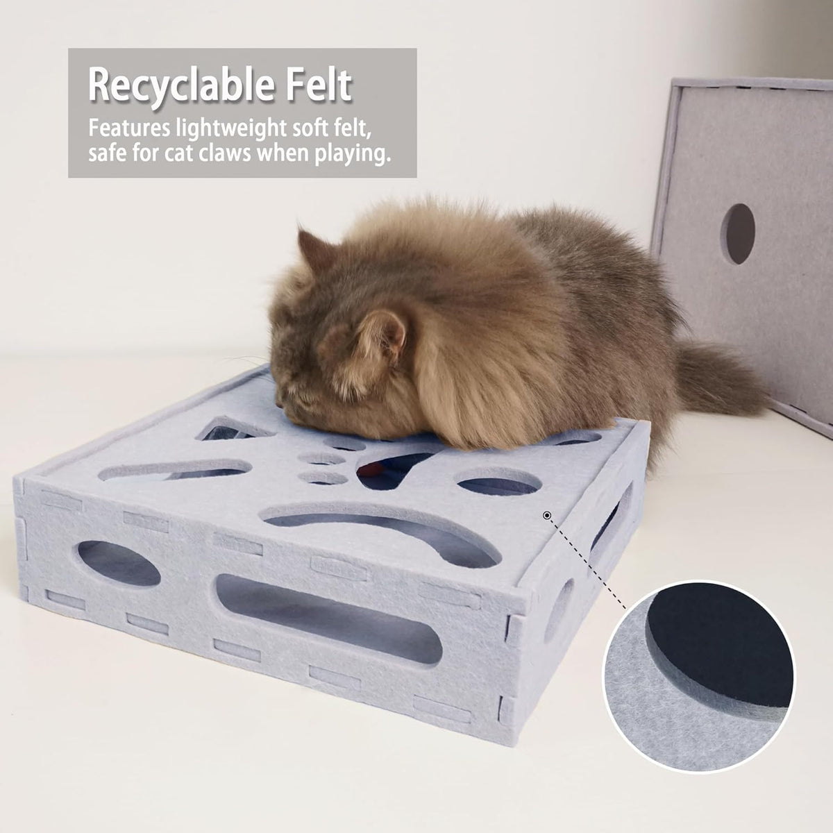 PETKARAY Felt Cat Puzzle Toy, Interactive Cat Toys for Indoor Cats, Interactive Maze for Kitten