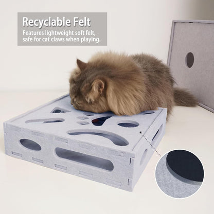 PETKARAY Felt Cat Puzzle Toy, Interactive Cat Toys for Indoor Cats, Interactive Maze for Kitten
