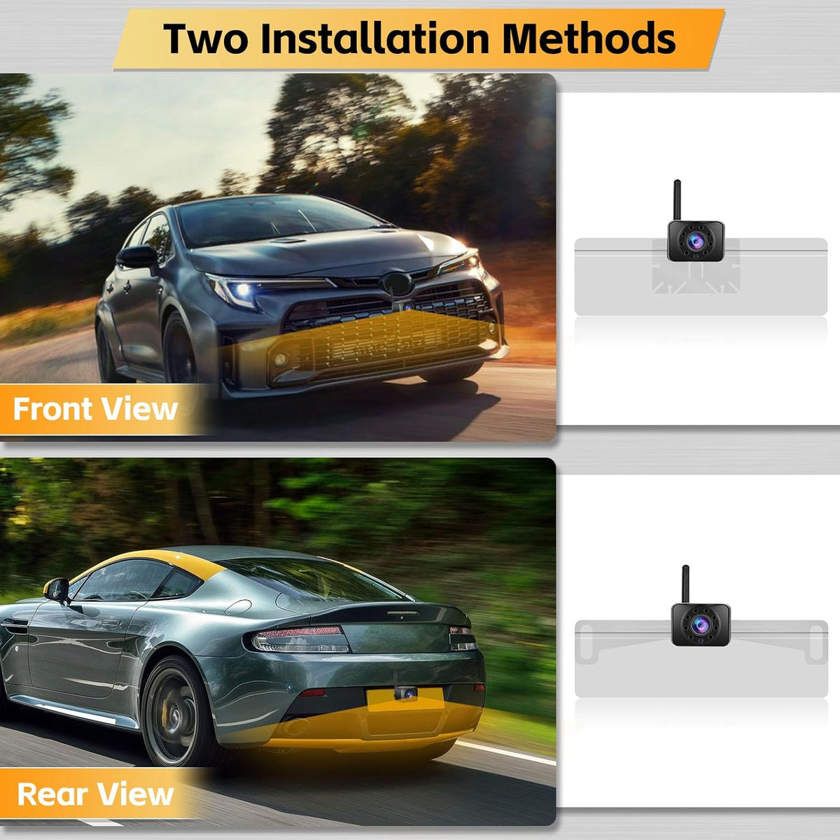Hikity Wireless Backup Camera System 4.7 Inch Car Monitor Kit HD 1080P License Plate Rear View