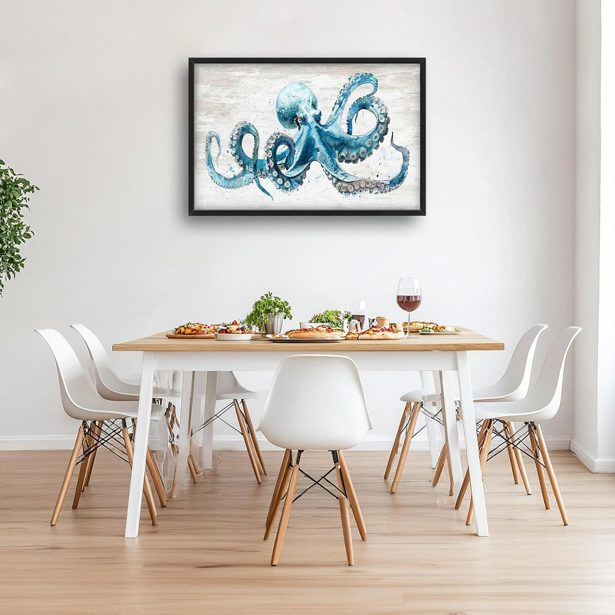 Octopus Large Wall Art Ocean Sea Nautical Pictures Rustic Blue Octopus Animal Wall Decor Canvas