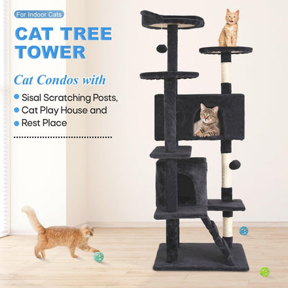 FDW Cat Tree 54in Cat Tower Multi-Level Durable Cat Scratching Post & Cozy Fun Cat Jumping Platform