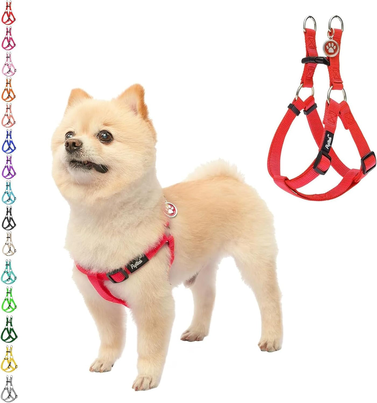 PUPTECK No Pull Dog Harness Soft Adjustable Basic Nylon Step in Puppy Vest Outdoor Walking with ID