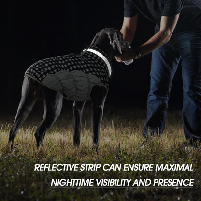 FUAMEY Dog Coat for Large Dogs,Waterproof Dog Winter Jacket with Harness Built in Puppy Cold