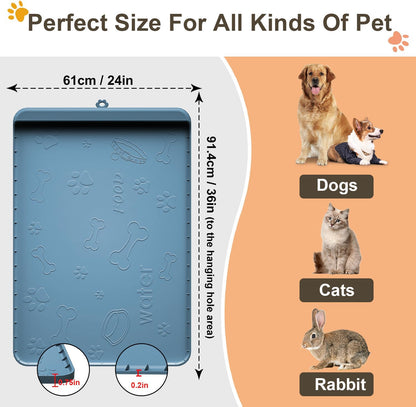 Dog Food Mat - Silicone Dog Mat for Food and Water - 36" x 24" Large Pet Feeding Mats with Residue