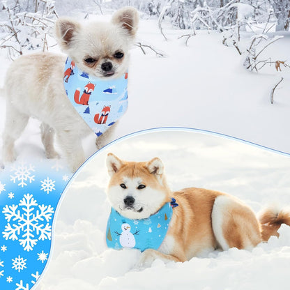 Abbylike 50 Pcs Winter Dog Bandanas Bulk Blue Snowflake Dog Bandanas for Pets Triangle Kerchief