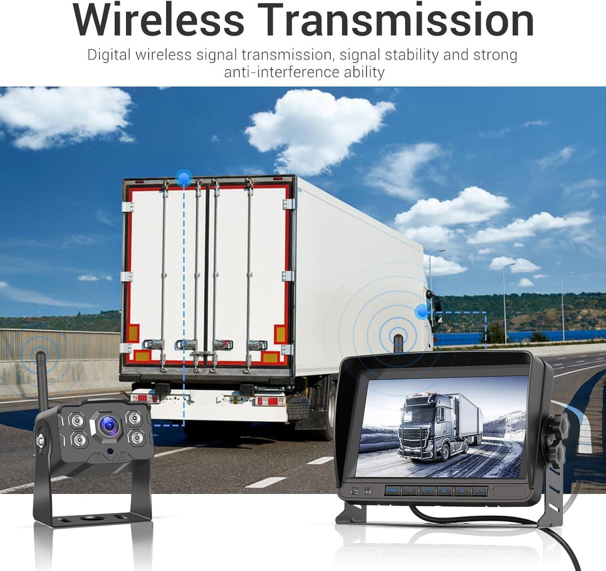 Hikity Wireless Backup Camera Trucks -7 Inch HD 1080P Rear View Camera Monitor Kit, IP68