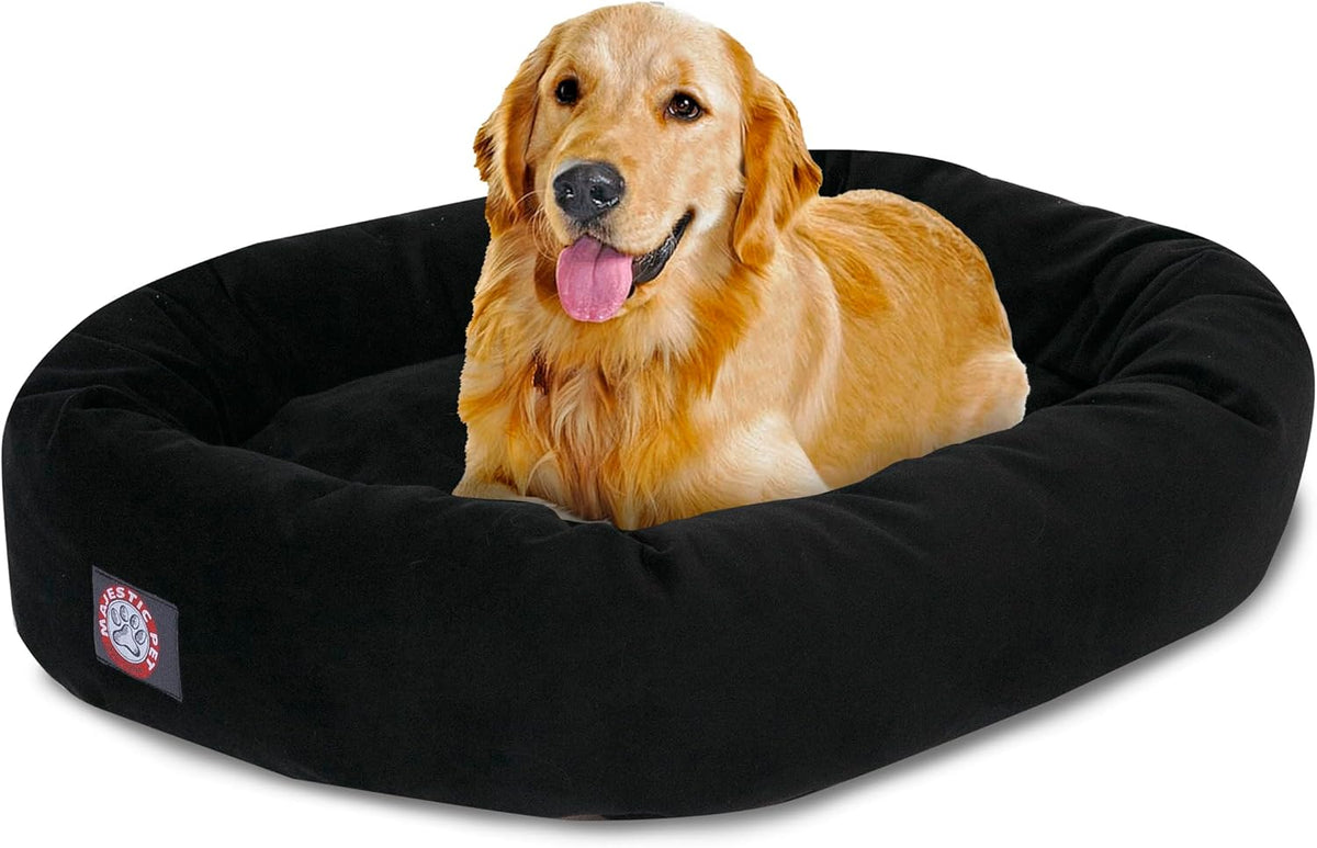 Majestic Pet 40 Inch Suede Calming Dog Bed Washable 40x29x9 (Inch) – Cozy Soft Round Donut Dog Bed