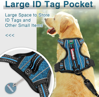 BARKBAY Dog Harness No Pull with ID Tag Pocket - Heavy Duty, Reflective, Easy Control for Large
