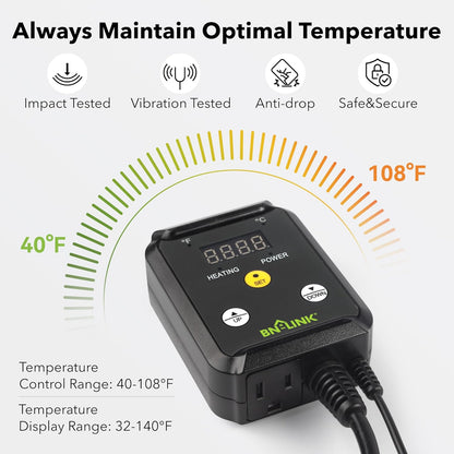 BN-LINK Digital Heat Mat Thermostat Controller for Seed Germination, Reptiles and Brewing Breeding