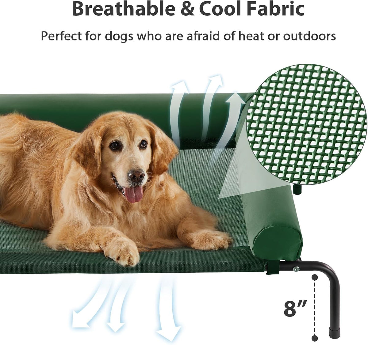 RRPETHOME Large Elevated Cooling Dog Bed, Raised Dog Cot Beds for Large Dogs, Elevated Outdoor Pet