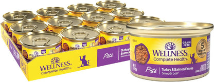 Wellness Complete Health Pate Adult Wet Cat Food, Natural, Protein-Rich, Grain Free, 3 Ounce, 24