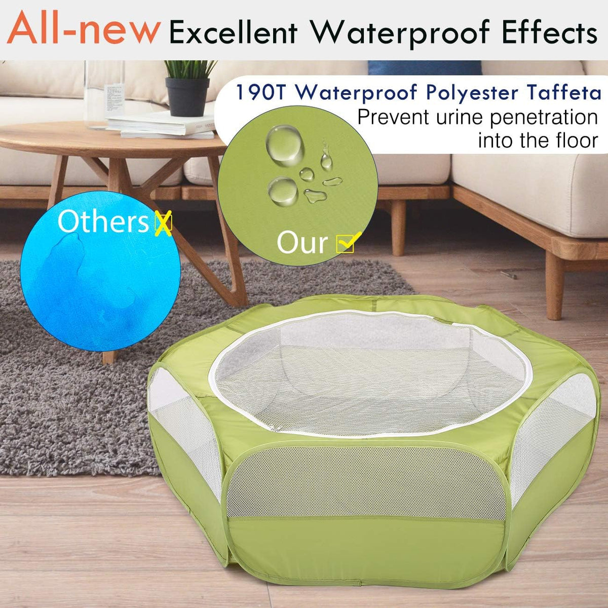Pawaboo Small Animals Playpen, Waterproof Small Pet Cage Tent with Zippered Cover, Portable Outdoor