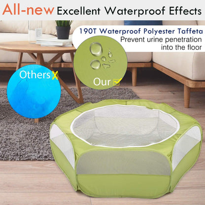Pawaboo Small Animals Playpen, Waterproof Small Pet Cage Tent with Zippered Cover, Portable Outdoor