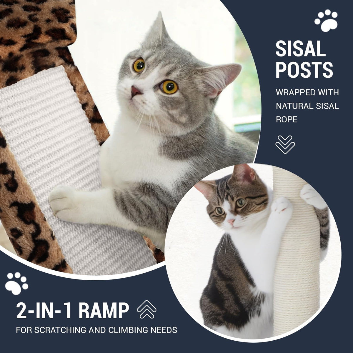 Allewie 68 Inches Cat Tree/House and Towers for Big Feline/Scratching Post/Multi-Level Large Kitty