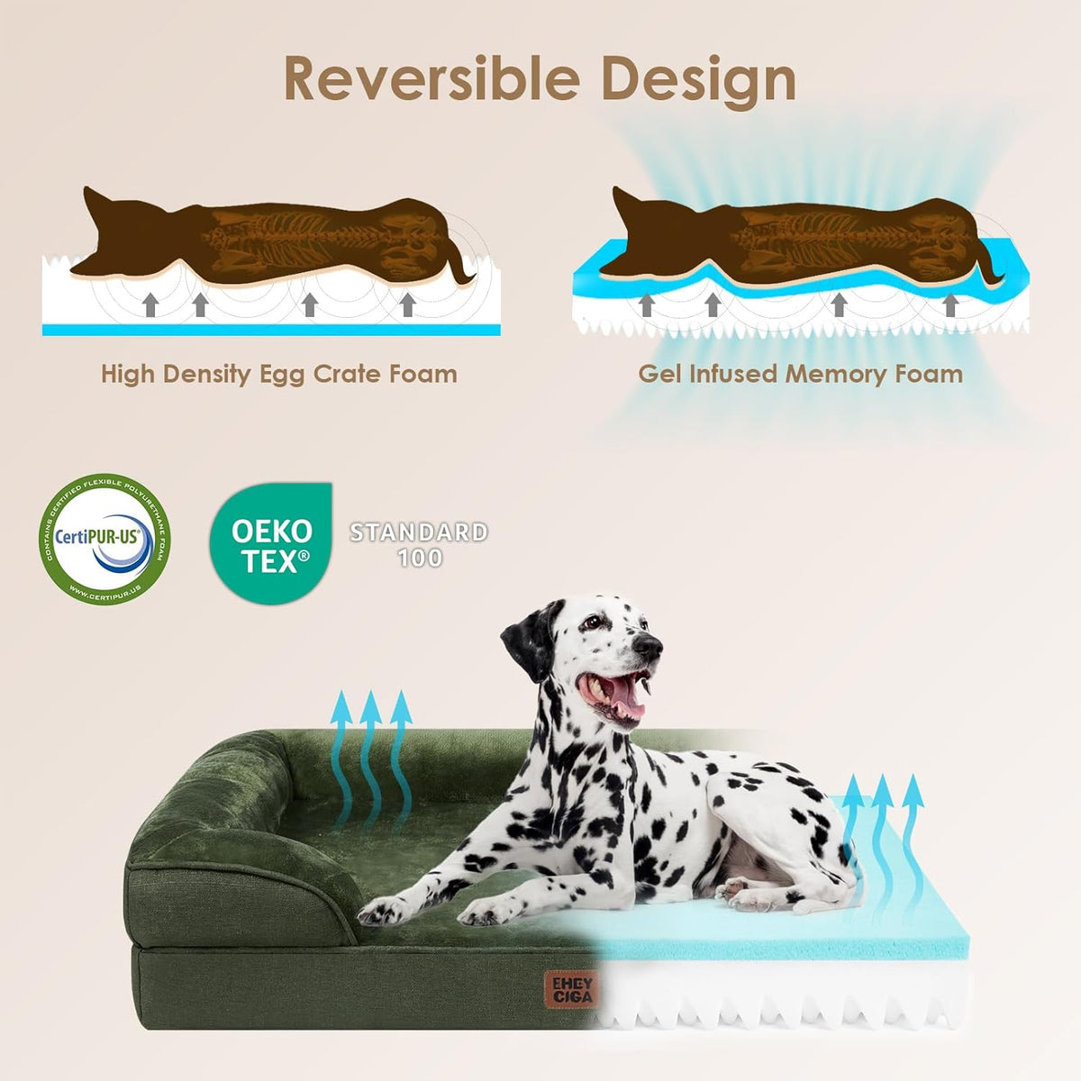 EHEYCIGA Orthopedic XL Dog Beds, Waterproof Memory Foam Dog Bed for Extra Large Dogs, Non-Slip