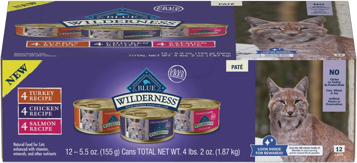 Blue Buffalo Wilderness High Protein, Natural Adult Pate Wet Cat Food Variety Pack, Chicken