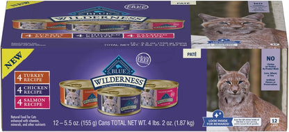 Blue Buffalo Wilderness High Protein, Natural Adult Pate Wet Cat Food Variety Pack, Chicken