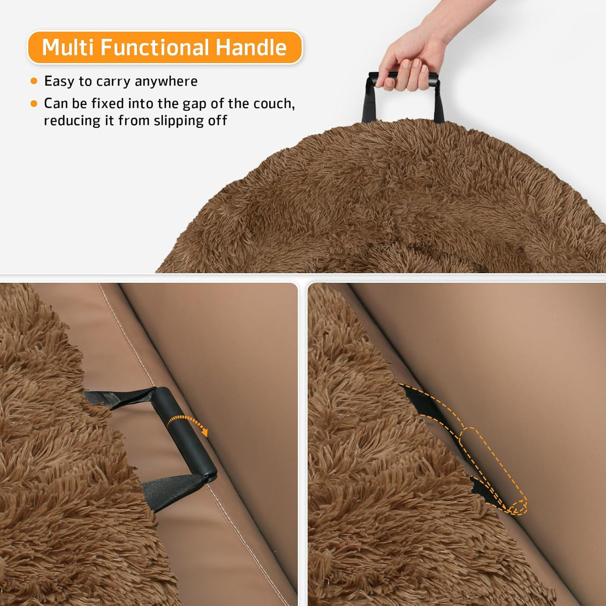 GGIB Calming Dog Bed Fluffy Plush Dog Mat for Furniture Protector with Removable Washable Cover for