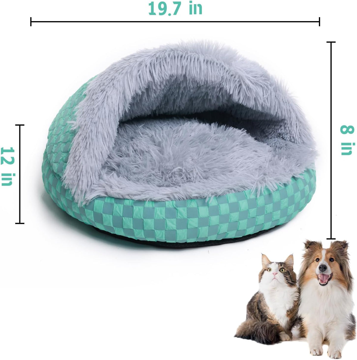 Cat Bed Hooded Plush Nest with Self-Warming Cozy Cave, Calming Anti-Anxiety Pet Bed for Indoor Cats