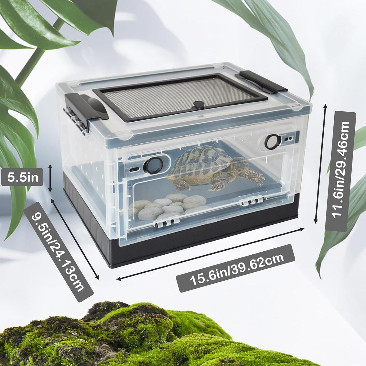 PINVNBY Plastic Reptile Feeding Box with Wheels,Reptiles Breeding Enclosure Cages Transparent
