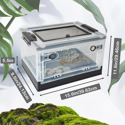 PINVNBY Plastic Reptile Feeding Box with Wheels,Reptiles Breeding Enclosure Cages Transparent