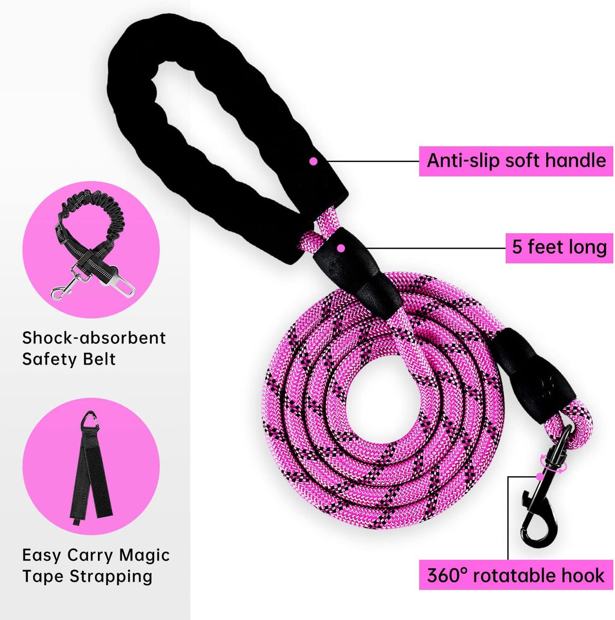 IVY&LANE No Pull Dog Harness for Large Dogs, Dog Vest Harness with Leash, Safety Belt and Storage