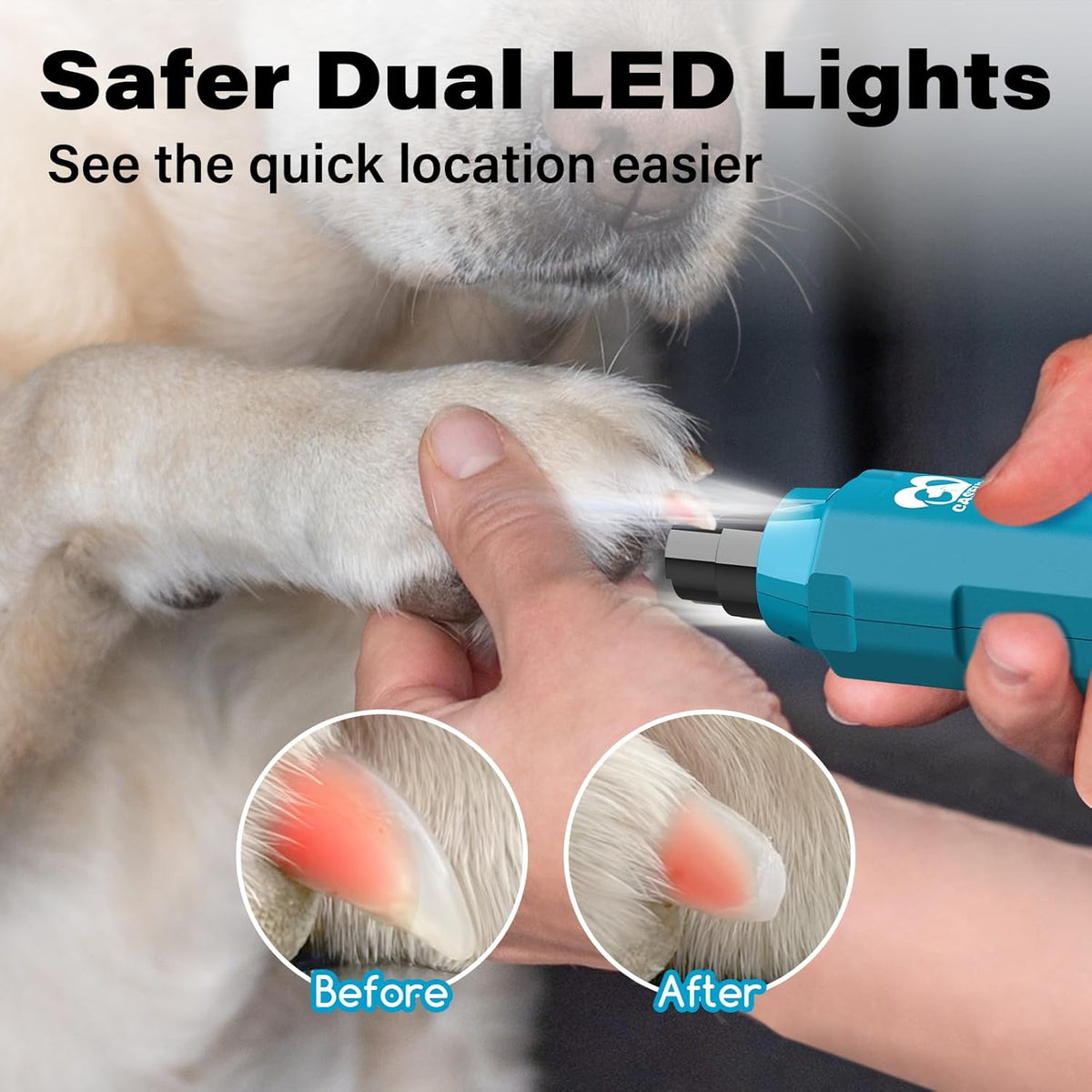Casfuy 6-Speed Dog Nail Grinder - Newest Enhanced Pet Nail Grinder Super Quiet Rechargeable