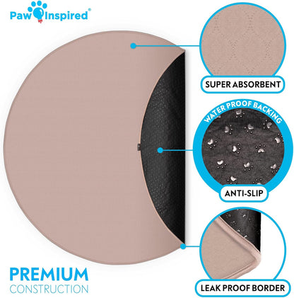 Paw Inspired Round Washable Pee Pad for Dogs | Reusable Puppy Pad for Potty Training, Whelping
