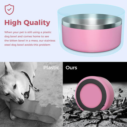Dog Bowl, Stainless Steel Dog Food and Water Bowl with Non Slip Quiet Bottom, Easy to Clean