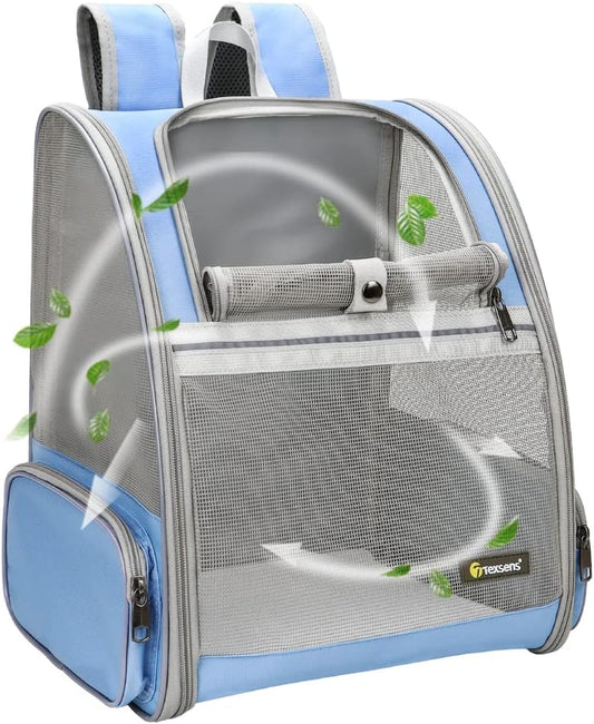 Texsens Pet Backpack Carrier for Small Cats Dogs | Ventilated Design, Safety Straps, Buckle