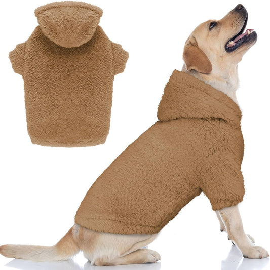 Fuzzy Dog Sweaters for Large Dogs Pet Hoodie Clothes Warm Soft Pet Coats Hooded Sweatshirt Dog