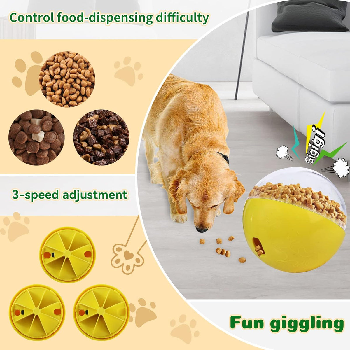 Treat Dispensing Dog Toys, Treat Ball for Large, Medium, Small Dogs, Dog Puzzle and Slow Feeder Dog