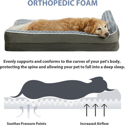 BFPETHOME Orthopedic Dog Beds for Large Dogs-Waterproof Sofa Dog Bed with Removable Washable Cover
