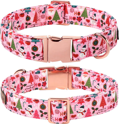Lionet Paws Christmas Dog Collar with Bow tie,Cute Ho Christmas Tree Snowman Pink Dog Collar Bow