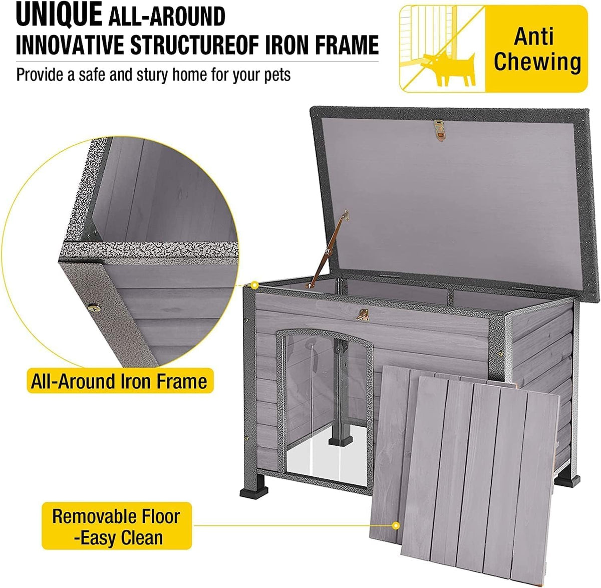 Aivituvin Dog House Outdoor Indoor Weatherproof Dog House for Small & Medium & Large Dogs with