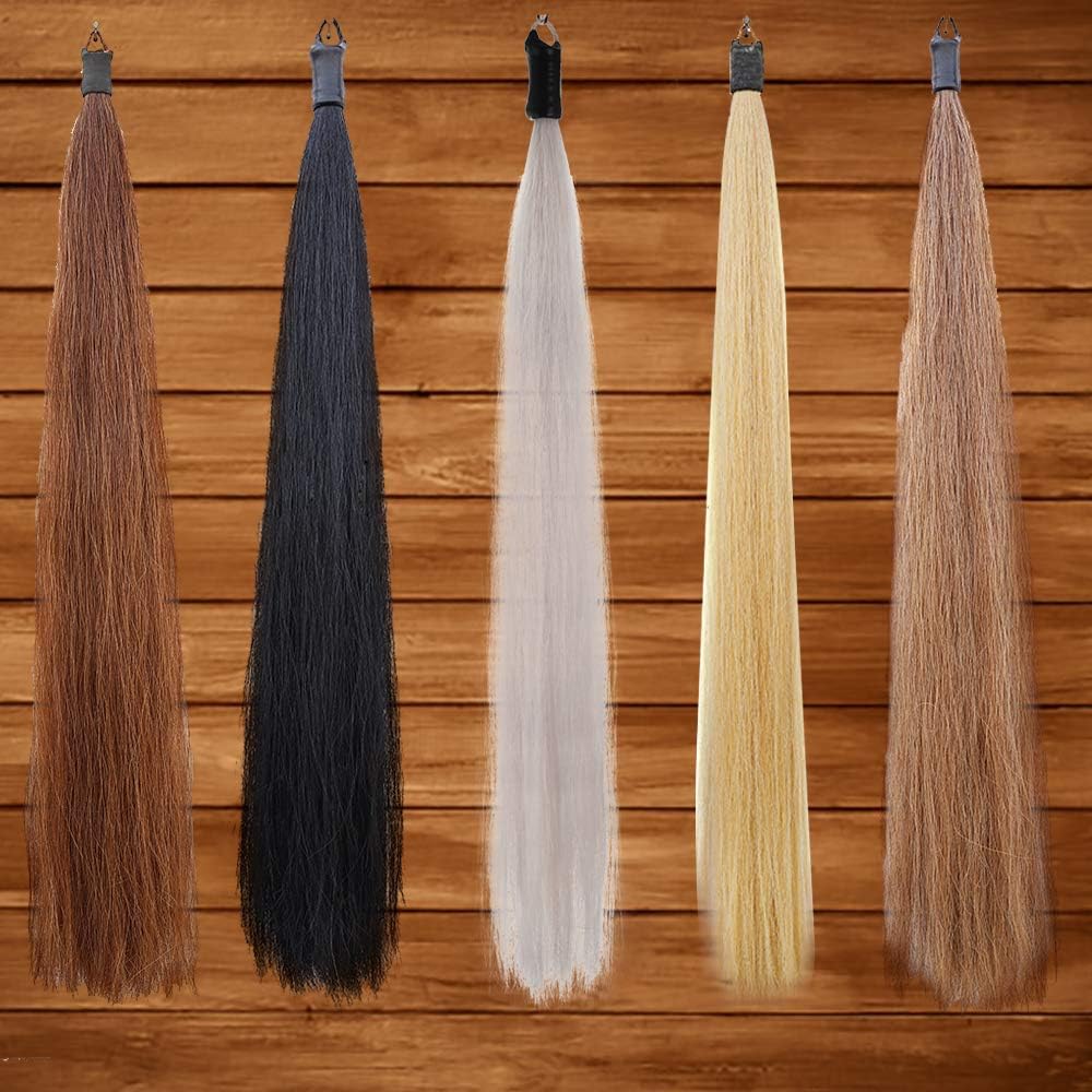 Horse Tail Extensions with Braided Horsehair Loop, Blunt Cut Bottom, 34-36 inches Long and 1 lb