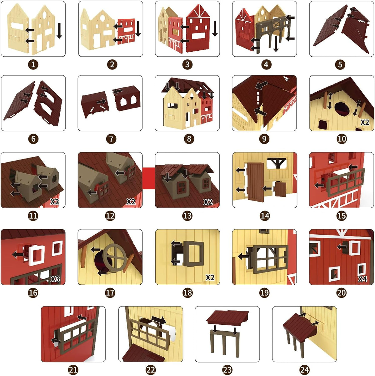 136PCS Farm Animals Toys Set Comes with Barn, Tractor Trailer, Milking shed, Windmill, Farmer