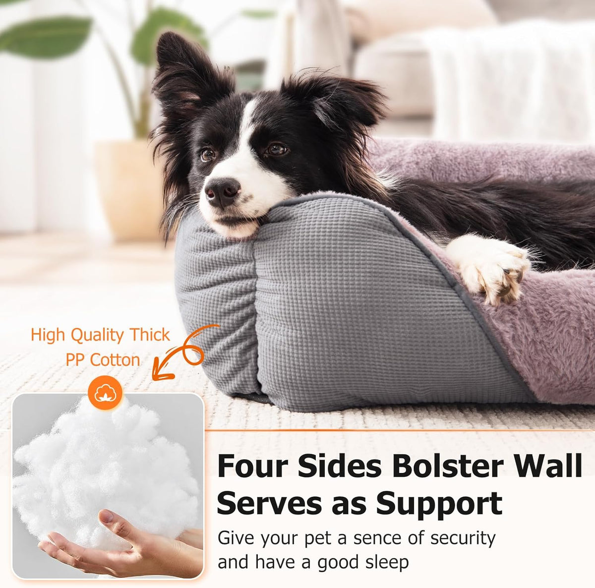 MIXJOY Dog Beds for Medium Dogs Washable, Calming Pet Bed Medium Size Dog, Soft Rectangle Pet Beds