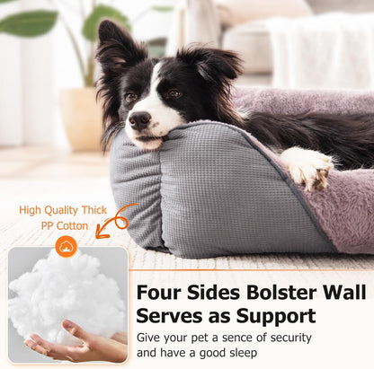 MIXJOY Dog Beds for Medium Dogs Washable, Calming Pet Bed Medium Size Dog, Soft Rectangle Pet Beds