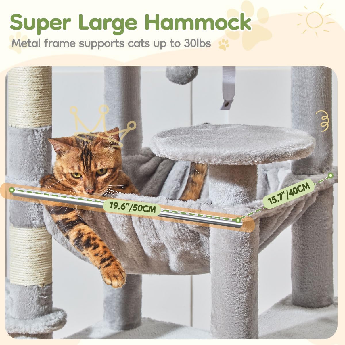 Taoqimiao 72 Inches Cat Tree for Large Cats, Multi-Level Tall Cat Tower, Widened Cat Condo with