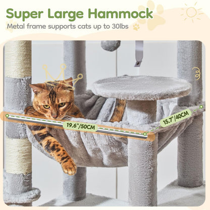 Taoqimiao 72 Inches Cat Tree for Large Cats, Multi-Level Tall Cat Tower, Widened Cat Condo with