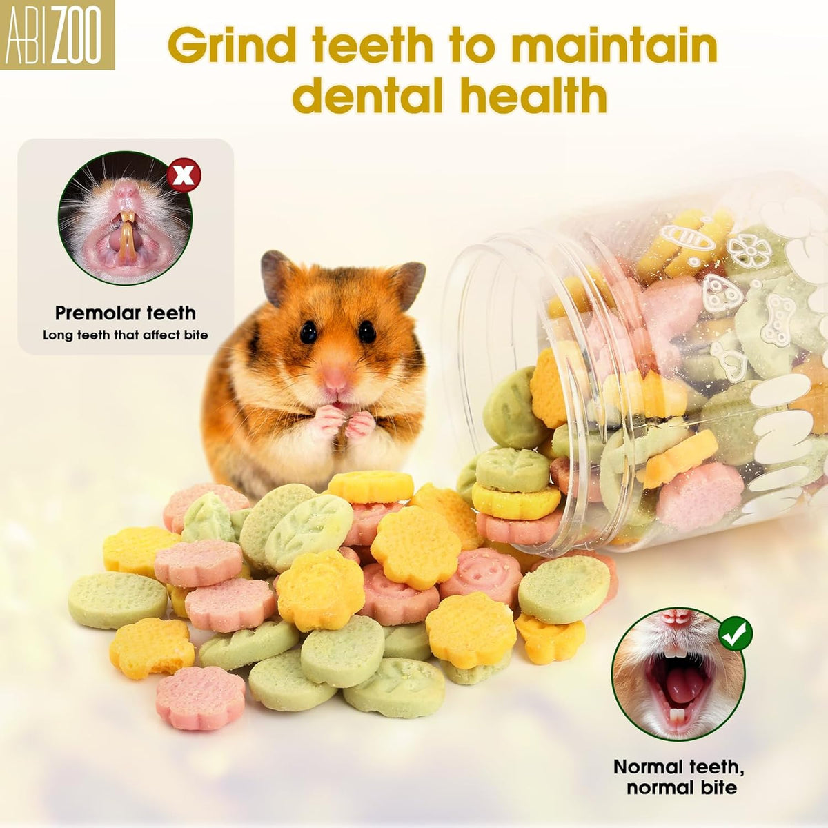 Abizoo 3 Vegetable Chews Treats: Grain Free Natural Snacks with Beet, Carrot, Spinach for Hamsters