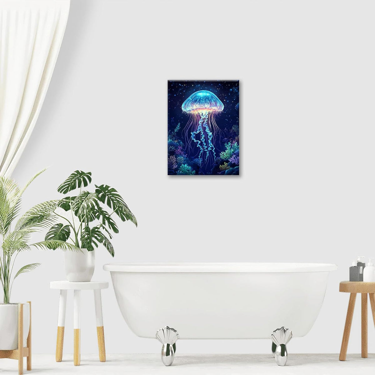 Ocean Jellyfish Wall Art Canvas Coral Fish Wall Decor Prints Framed Painting Underwater Pictures