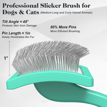 2PCS Slicker Brush for Dogs & Pet Comb,Professional Dog Grooming Brush